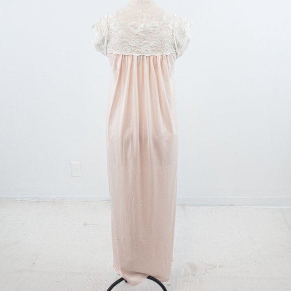 Vintage S Boho Lace Nightgown Maxi Dress Pink - Picture 7 of 12